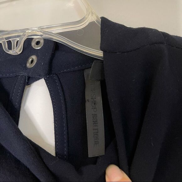 TOPSHOP navy cut out belted sleeve blouse top - Picture 7 of 7